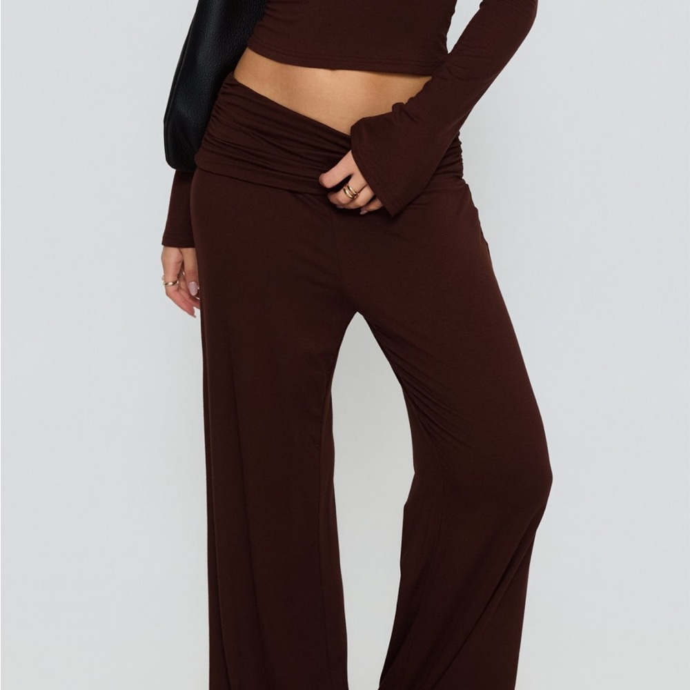 Fawne Ruched Folded Pants Brown - Picture 3 of 5